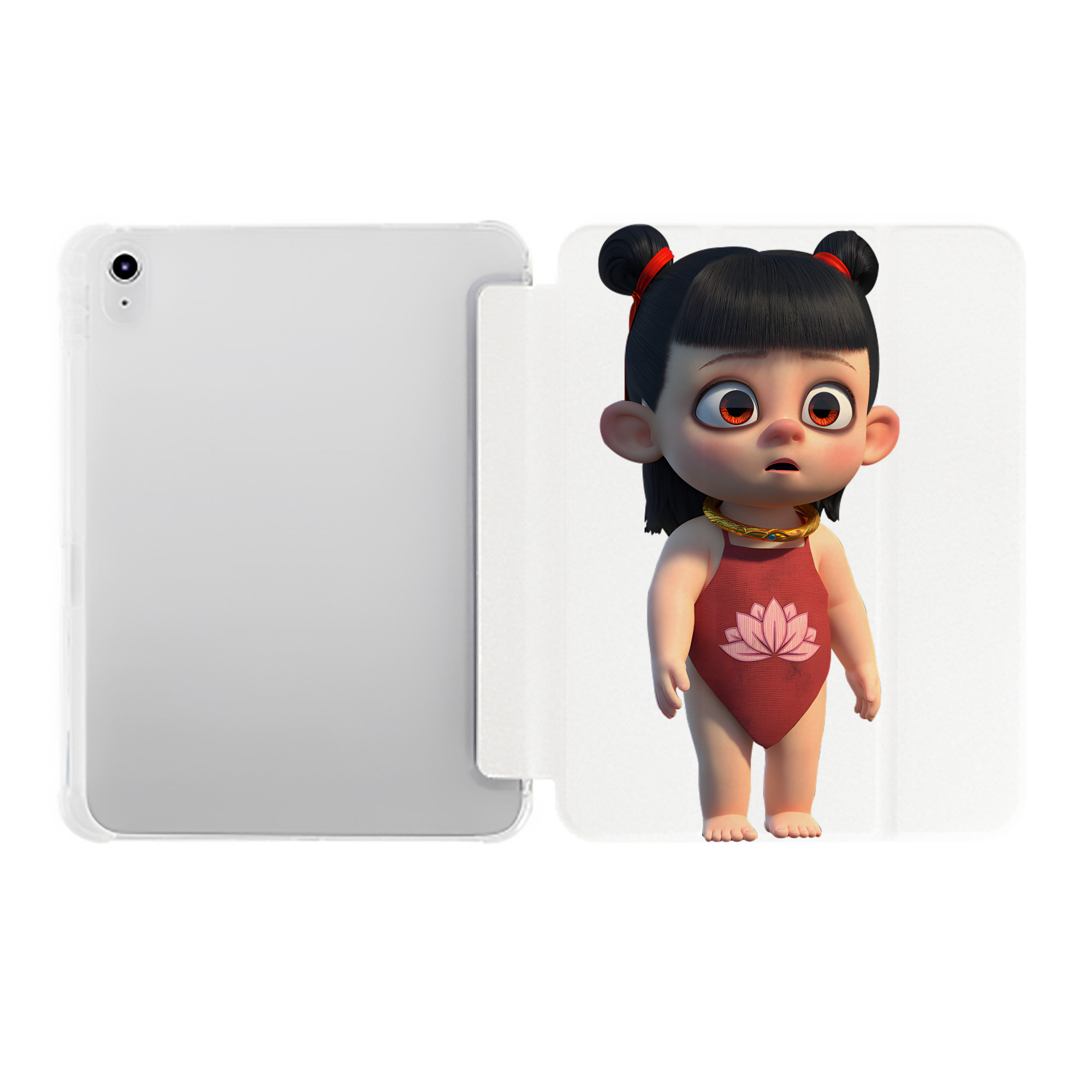 （画像用） Ne Zha 2 ナタ 魔童の大暴れ IPad ケース ペン収納付き 三つ折りスタンド PUレザー×シリコン 対応機種9.5/10.5/10.9インチ